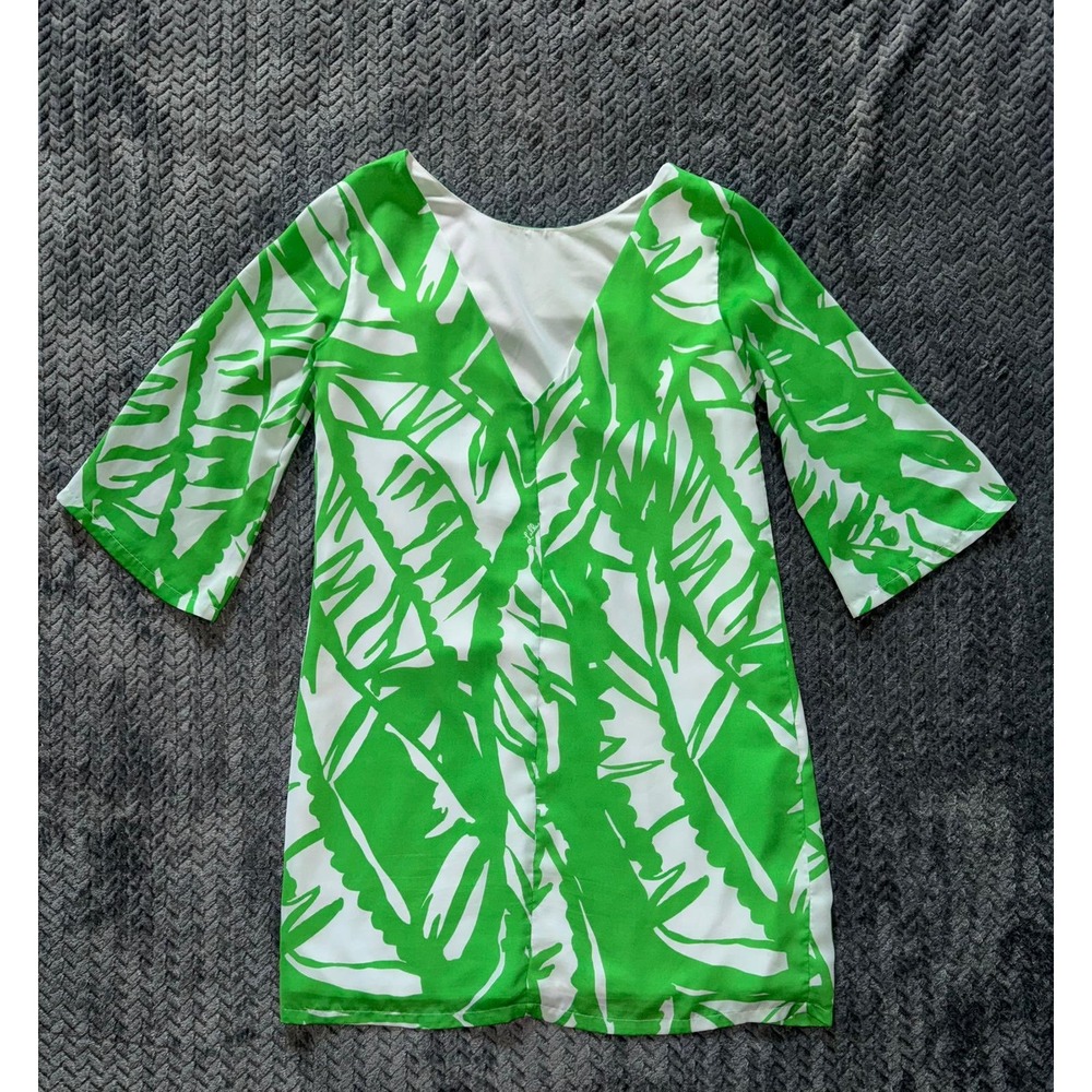 Lilly Pulitzer‎ for Target Green White Palm Print 3/4 Sleeve Dress Size Xs